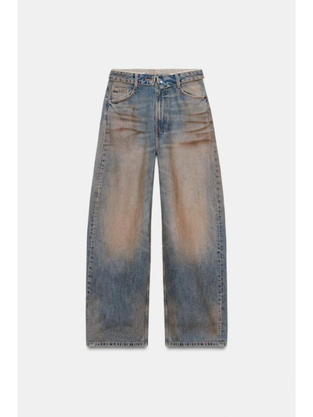 ZARA TRF MID RISE FOLDED WAIST JEANS - Picture 7 of 9